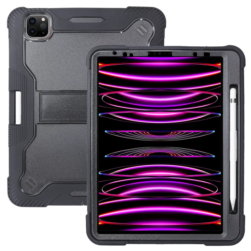Capa Apokin para iPad Air 11 polegadas / Air 4 / iPad Pro 11 polegadas Antichoque com Suporte Preto
