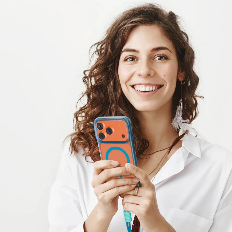 Capa Apokin em Silicone com Alça e MagSafe para iPhone 15 Pro Max Variedade de cores - Imagem 5