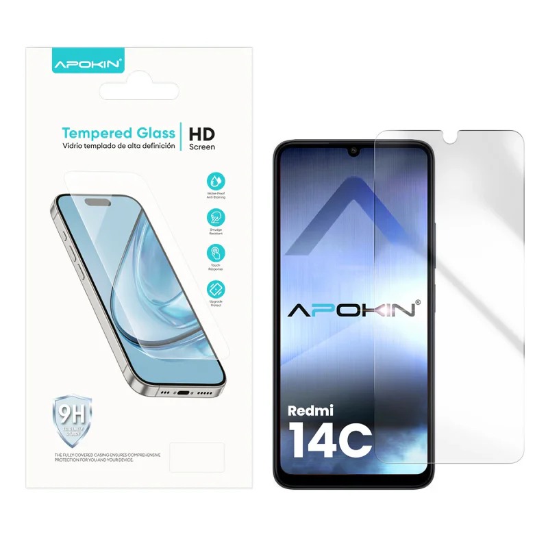 Película de Vidro Temperado Apokin para Xiaomi Redmi 14C Transparente