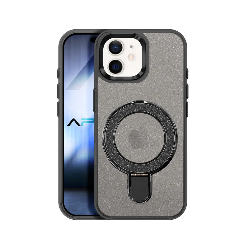 Capa Apokin para iPhone 11 com Purpurina e Anel MagSafe Preto - Imagem 2