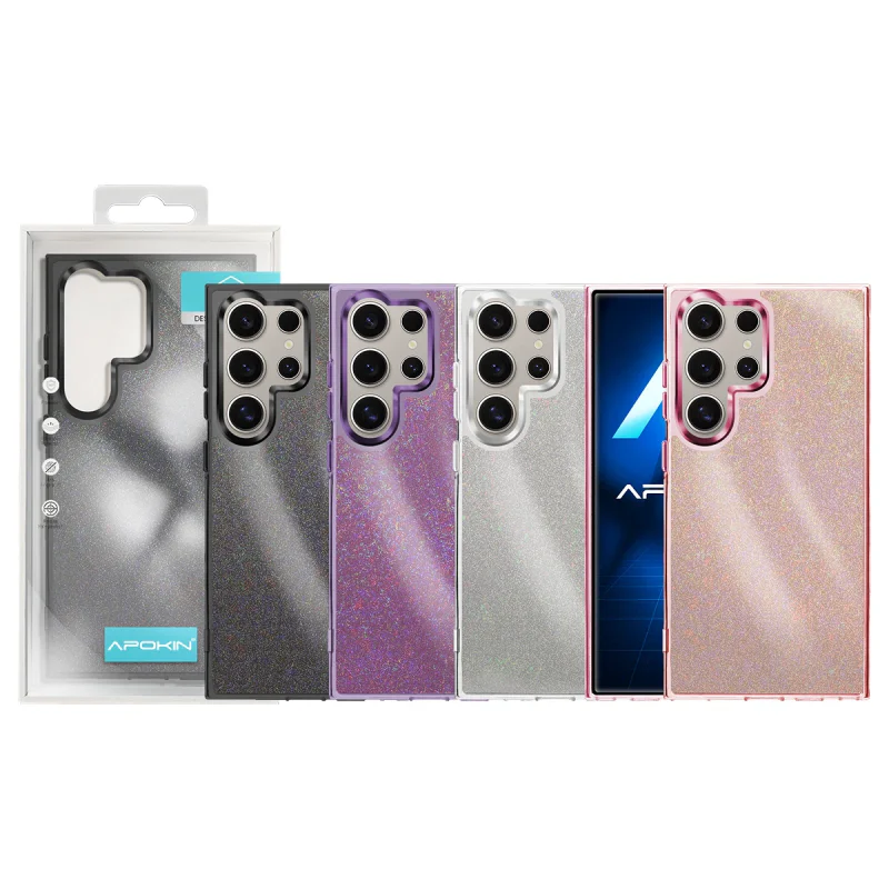 Capa Apokin para Samsung Galaxy S24 Ultra Acrílica com Purpurina Prata