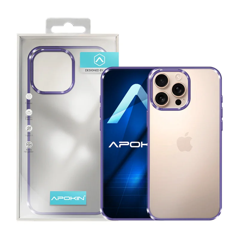 Capa Apokin para iPhone 16 Pro Antichoque com Bordo Colorido Transparente - Imagem 3