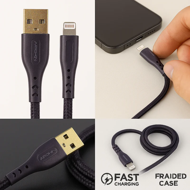 Cabo USB para Lightning Apokin USB 3.0 1 m 12 W 2.4 A Roxo - Imagem 2