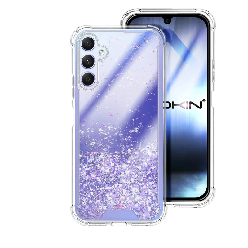 Capa Apokin em Gel com Brilho Glitter para Samsung Galaxy A34 5G Azul turquesa - Imagem 2