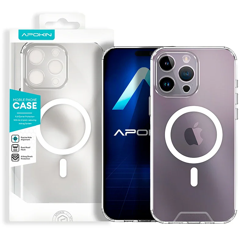 Capa Apokin para iPhone 14 Pro Transparente Clear 3D com MagSafe Transparente