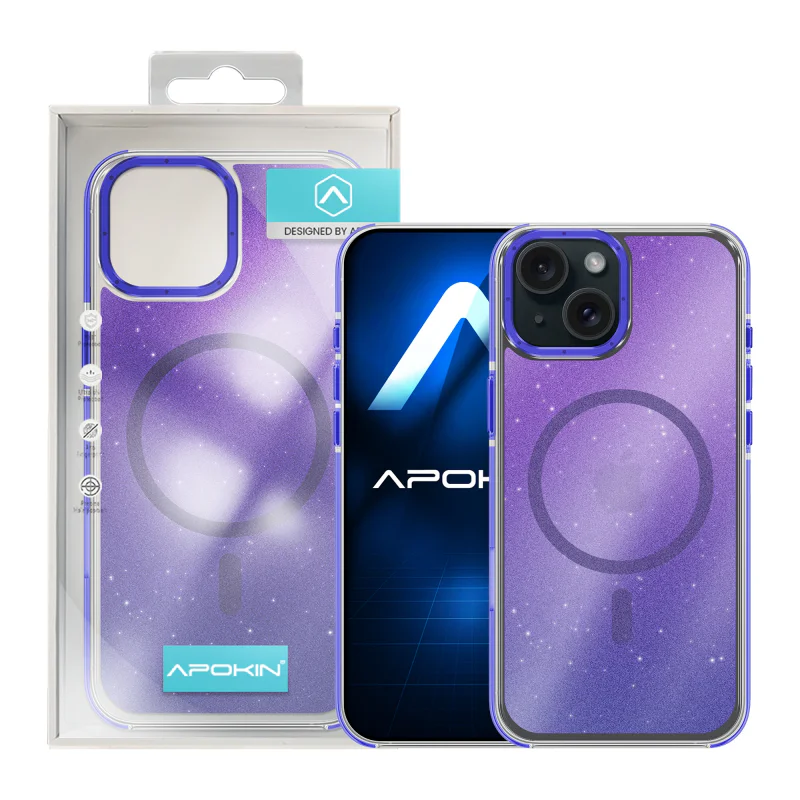 Capa Acrílica Apokin para iPhone 13 e iPhone 14 com Purpurina e MagSafe Preto - Imagem 4