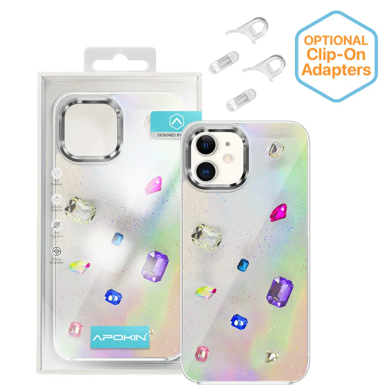 Capa Apokin para Apple iPhone 11 Acrílica Furta-cor com Pedras Transparente - Imagem 1