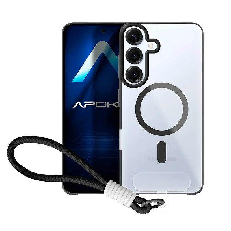 Capa de Silicone Apokin para Samsung Galaxy S25 Plus com Correia e MagSafe Azul - Imagem 6