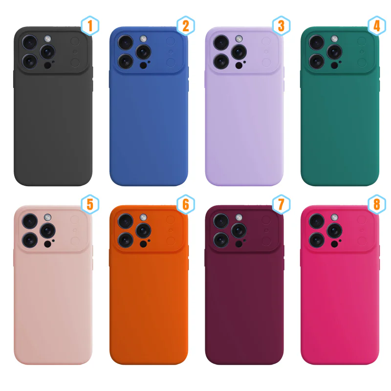 Capa de Silicone Apokin com Proteção de Câmara para iPhone 15 Pro Max Fúcsia - Imagem 1