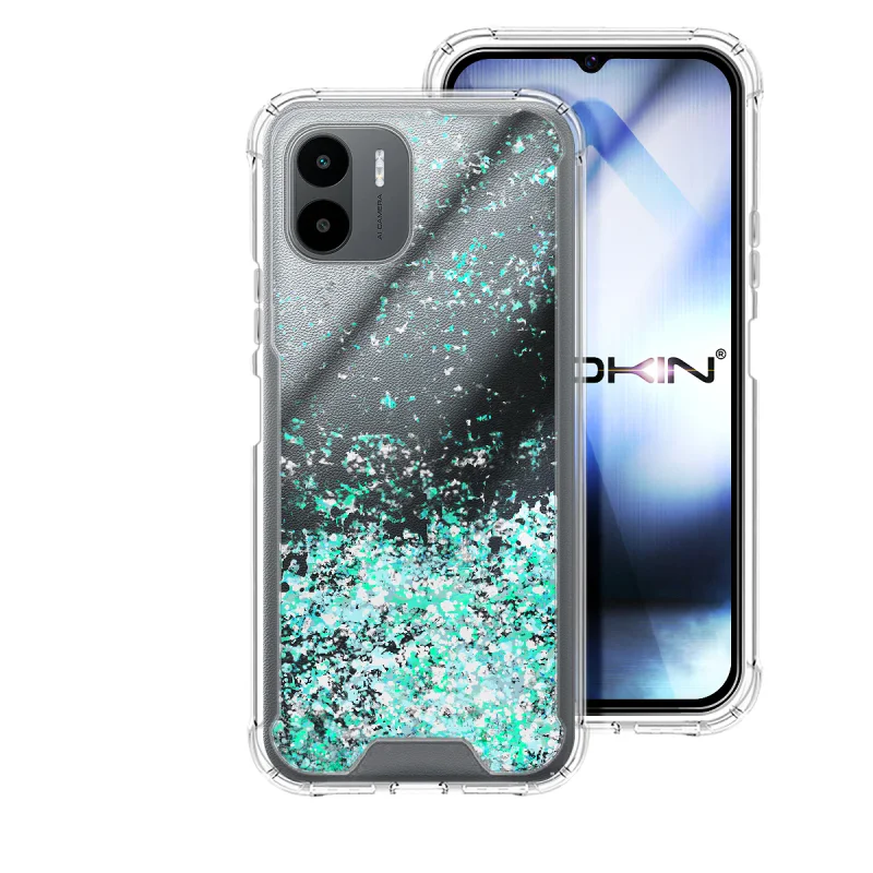 Capa de Gel Apokin Xiaomi Redmi A1 Transparente com Purpurina Azul turquesa - Imagem 4