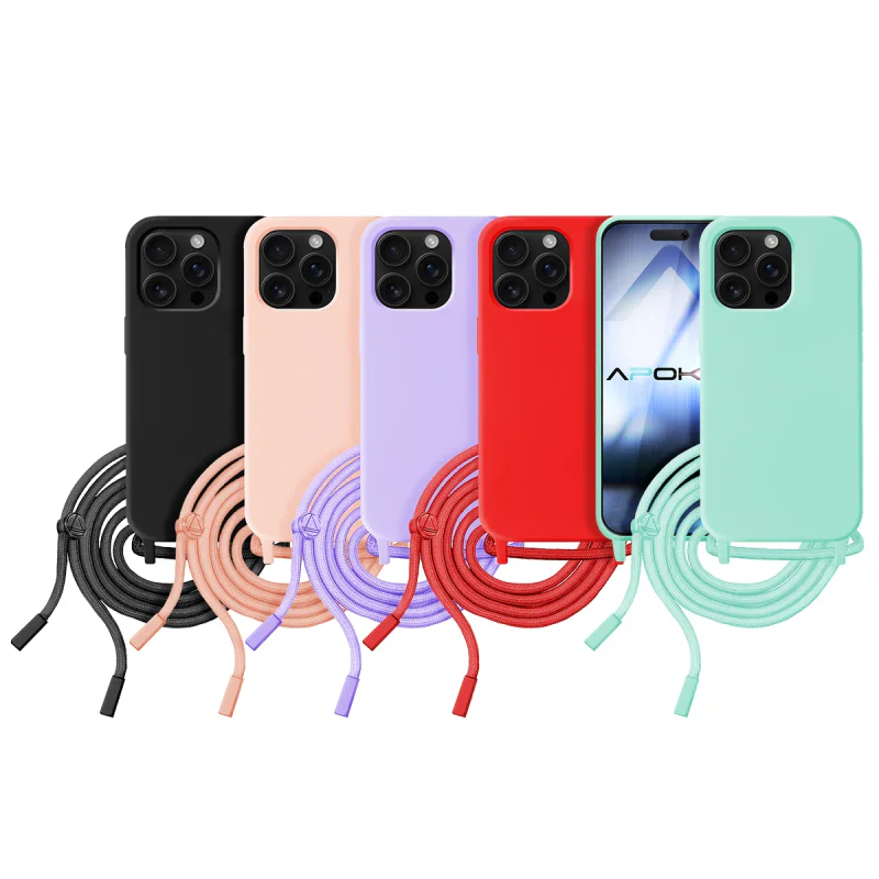 Capa Flexível Apokin para iPhone 16 Pro com Cordão Lilás - Imagem 1