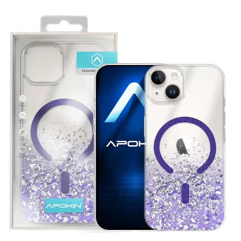 Capa Apokin para iPhone 14 com Brilho e MagSafe Variedade de cores - Imagem 4
