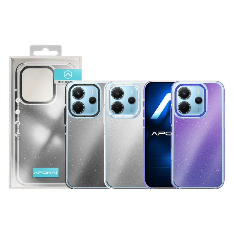 Capa Apokin para Xiaomi Redmi Note 14 5G com Purpurina Preto