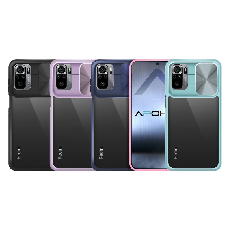 Estojo de Gel Apokin Antichoque com Capa Deslizante para Câmara para Xiaomi Redmi Note 10 Variedade de cores