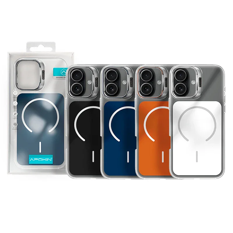 Capa Apokin para iPhone 17 Acrílica com MagSafe e Suporte Azul