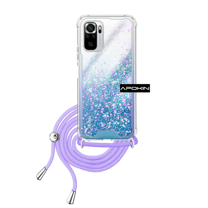 Estojo de Gel Apokin Transparente com Cordão para Xiaomi Redmi Note 10 4G Azul turquesa - Imagem 2