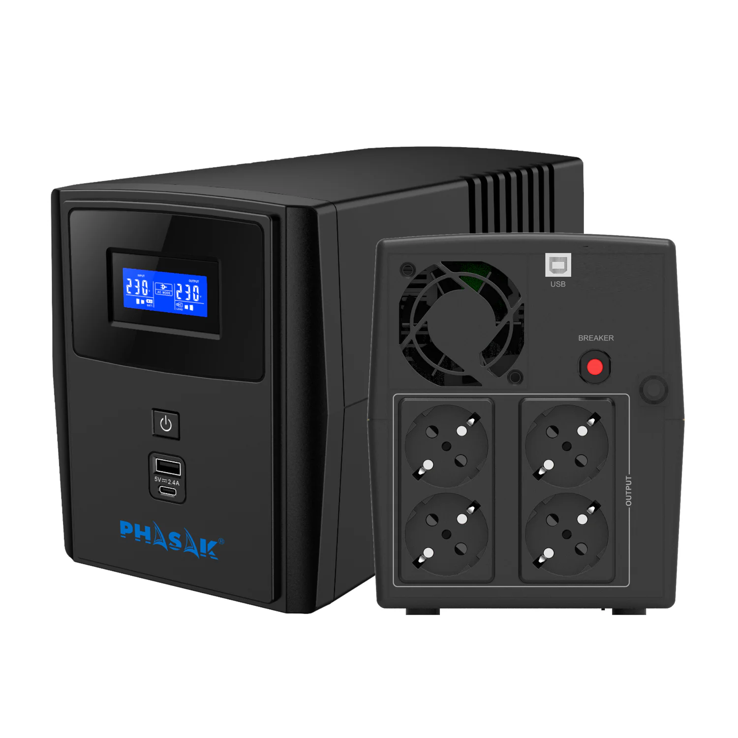 UPS Phasak Sirius PH 7312 1260 VA / 720 W Interativo Torre 4 Saídas Schuko - Imagem 2