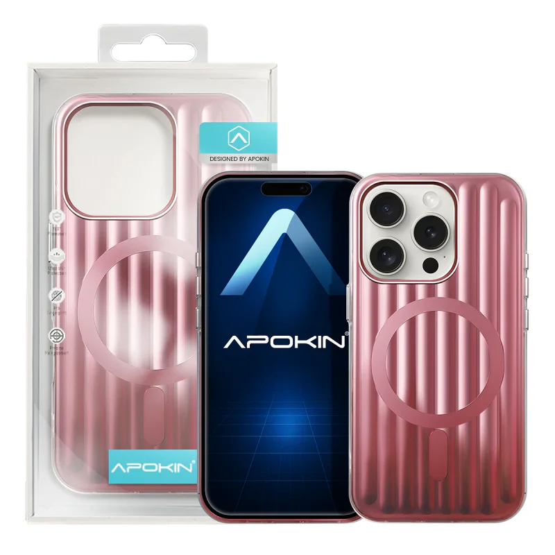 Capa Apokin para iPhone 15 Pro Metálica com MagSafe Rosa - Imagem 3