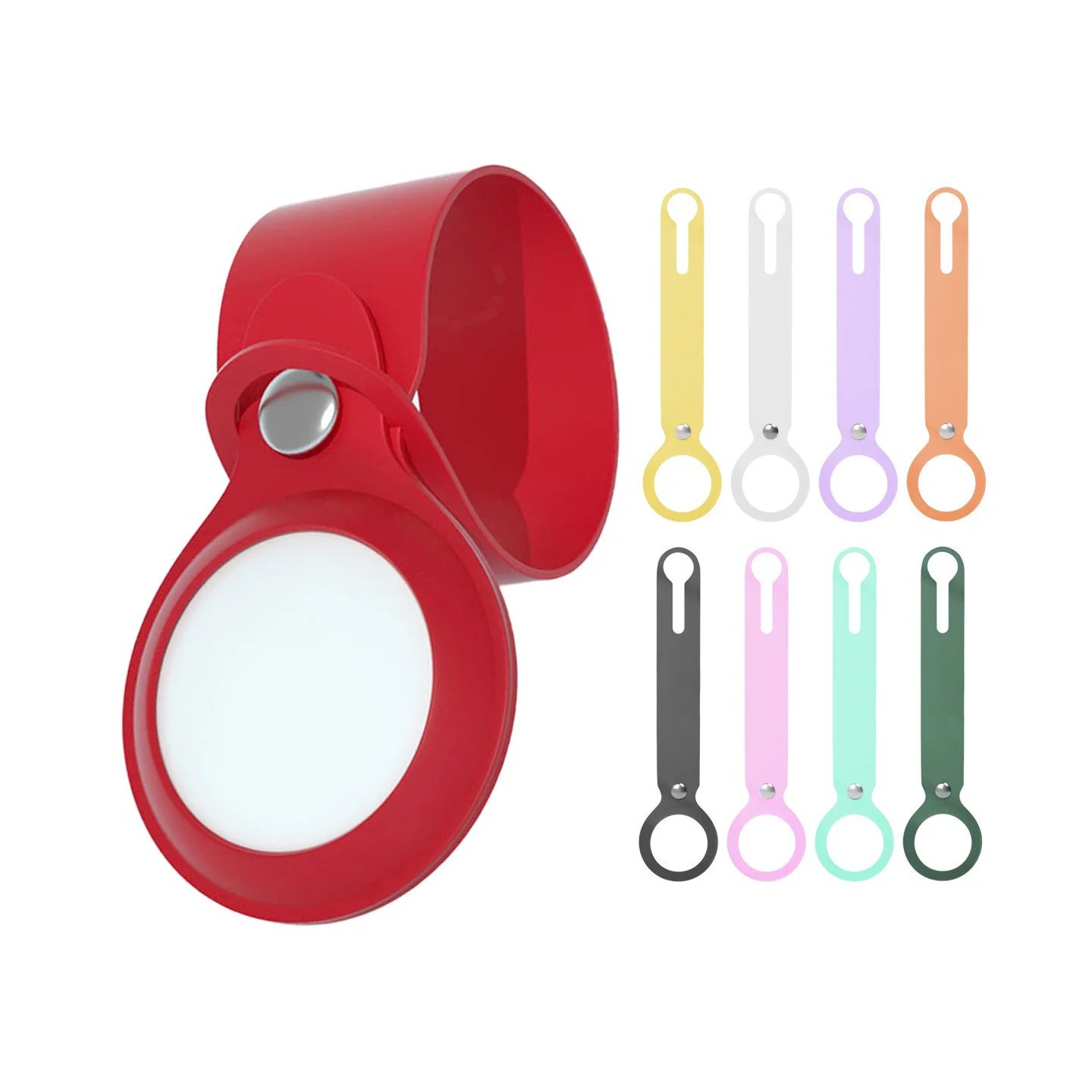 Estojo Longo de Silicone para Apple AirTag Vermelho com Argola