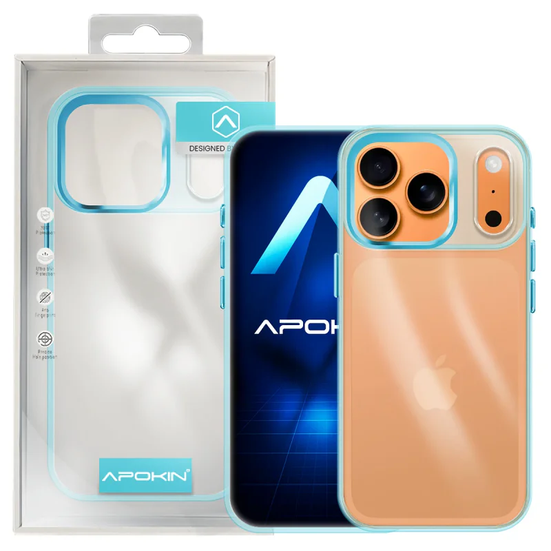 Capa Apokin Acrílica Transparente para iPhone 17 Pro Max Turquesa - Imagem 6