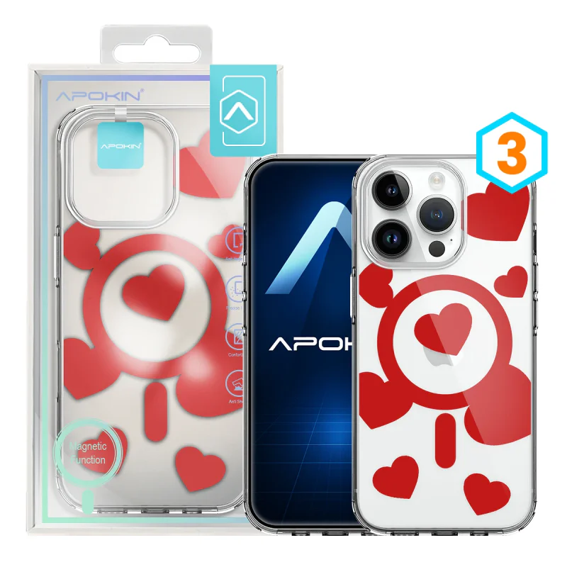 Capa Apokin para iPhone 14 Pro Max Metálica Iridescente com Desenhos e MagSafe 2 - Imagem 4
