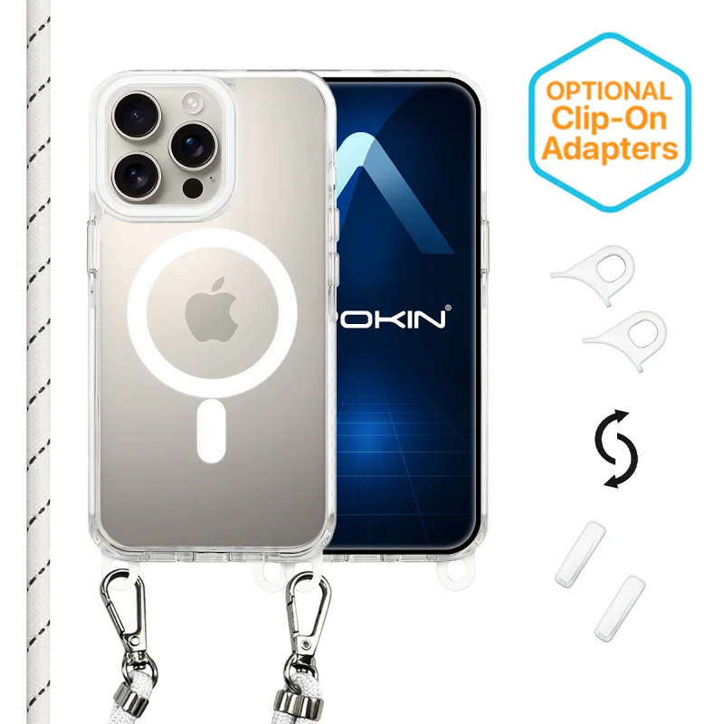 Capa Acrílica Apokin para iPhone 16 Pro com Cordão Branco - Imagem 3