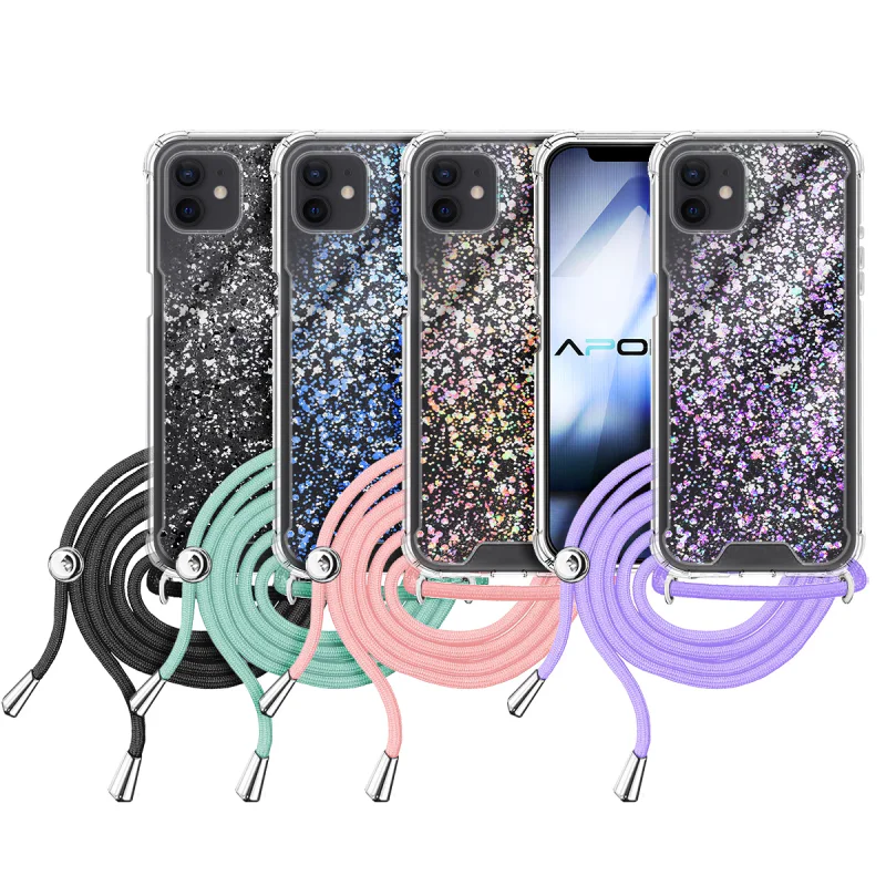 Capa Apokin Gel Transparente com Cordão para iPhone 12 e 12 Pro Preto