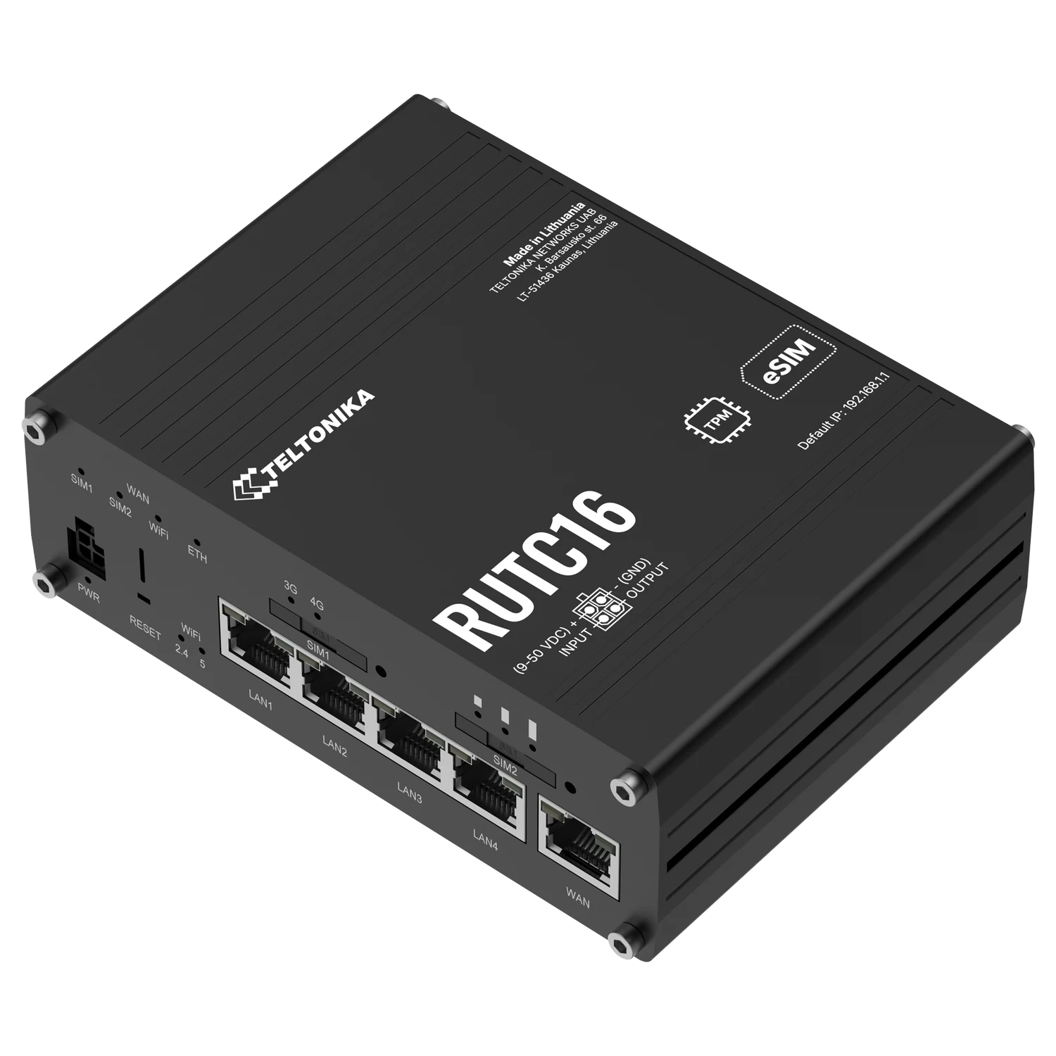 Router Industrial Teltonika RUTC16 4G LTE Cat 6 Wi-Fi 6 Dual SIM eSIM - Imagem 1