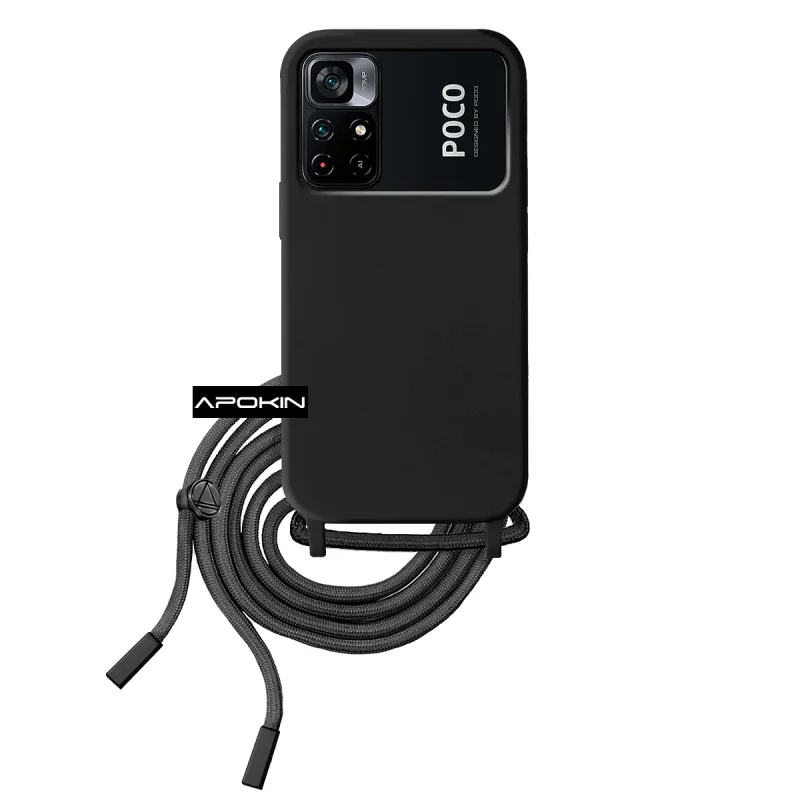 Capa Apokin de Silicone Suave com Cordão para Xiaomi Poco M4 Pro 5G Azul-turquesa - Imagem 6