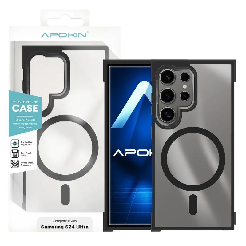 Capa de Silicone Apokin Premium com MagSafe para Samsung Galaxy S24 Ultra Preto - Imagem 2