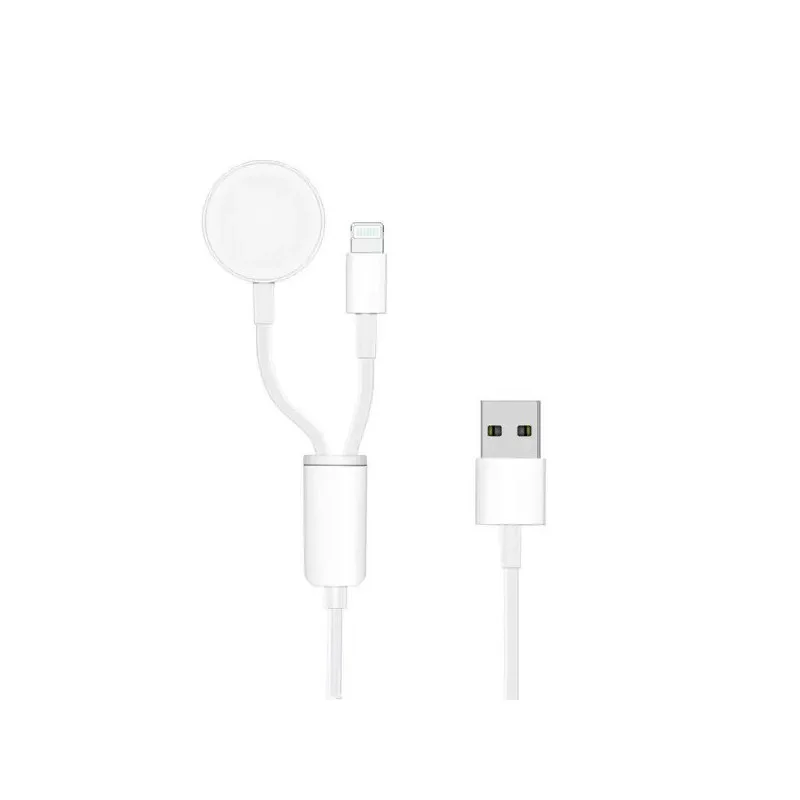 Carregador Sem Fios 2 em 1 Apokin para Apple Watch e Conector Lightning Branco - Imagem 2
