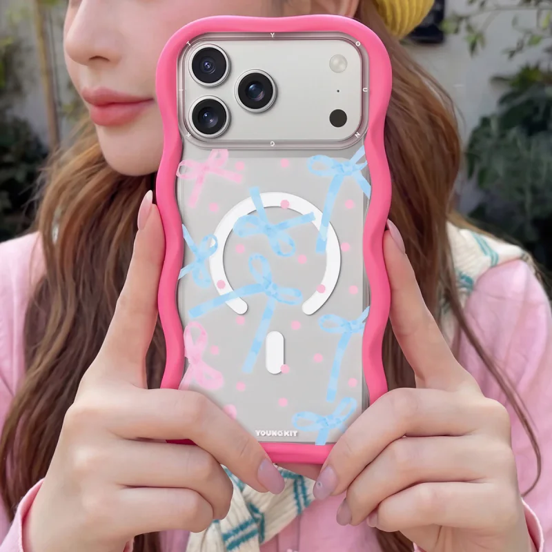 Capa Apokin para iPhone 16 Pro Youngkit Big Wave Sweetheart com MagSafe Cor-de-Rosa - Imagem 6