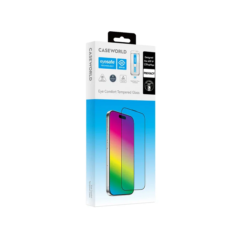 Película de Vidro Temperado Apokin CaseWorld para iPhone 17 Pro Max 0,33 mm Eyesafe - Imagem 1