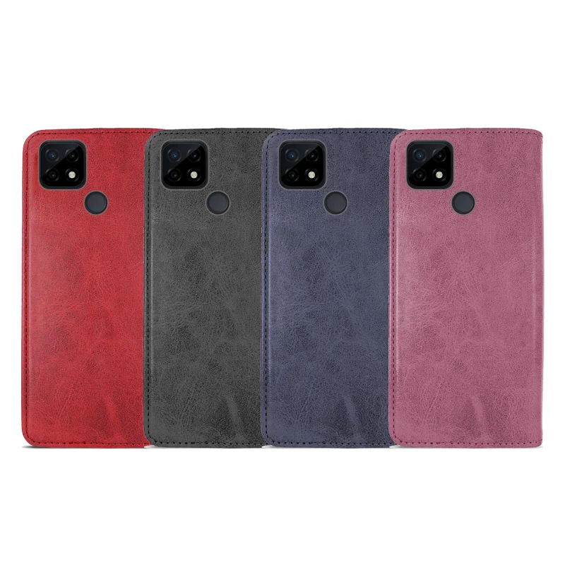 Capa Apokin para Realme C21 em Pele Sintética com Porta-Cartões Azul - Imagem 1