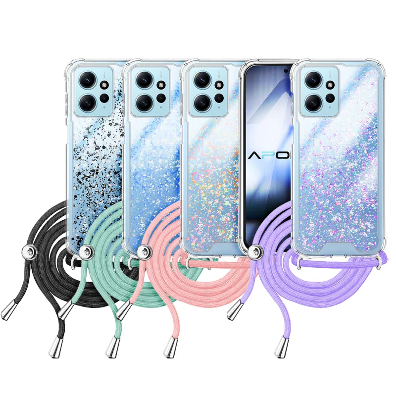 Capa de Gel Transparente Apokin com Cordão para Xiaomi Redmi Note 12 4G Lilás