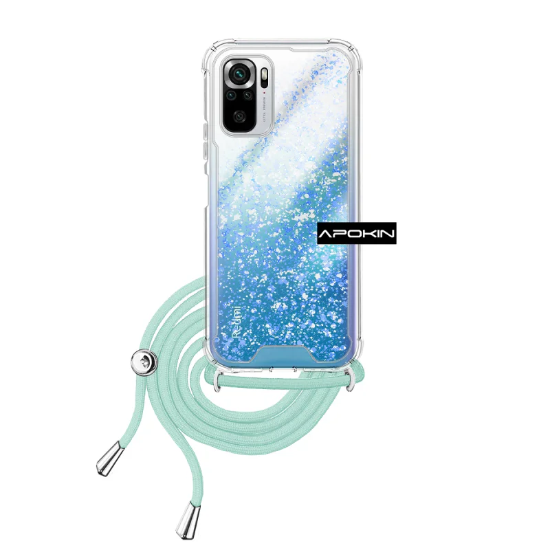 Estojo de Gel Apokin Transparente com Cordão para Xiaomi Redmi Note 10 4G Azul turquesa - Imagem 4