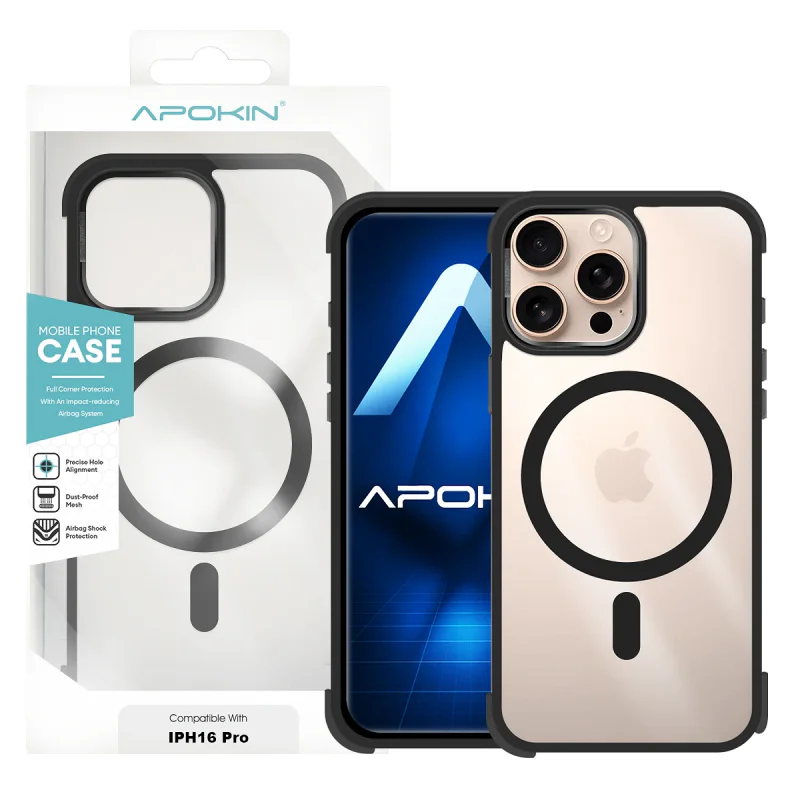 Capa Apokin para iPhone 16 Pro Silicone com MagSafe Preto - Imagem 2