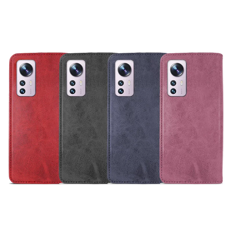 Capa Apokin com Porta-Cartões para Xiaomi 12 Lite em Pele Sintética Vermelho - Imagem 1