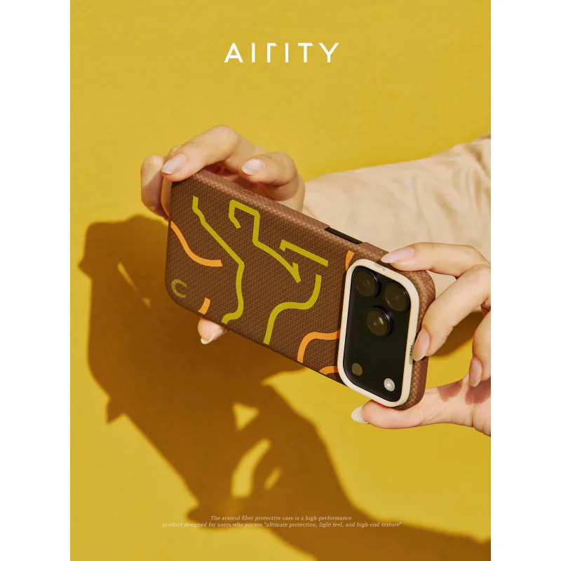 Capa Apokin Airity para iPhone 17 Pro Max e 18 Pro Max Fibra de Aramida Castanho - Imagem 2