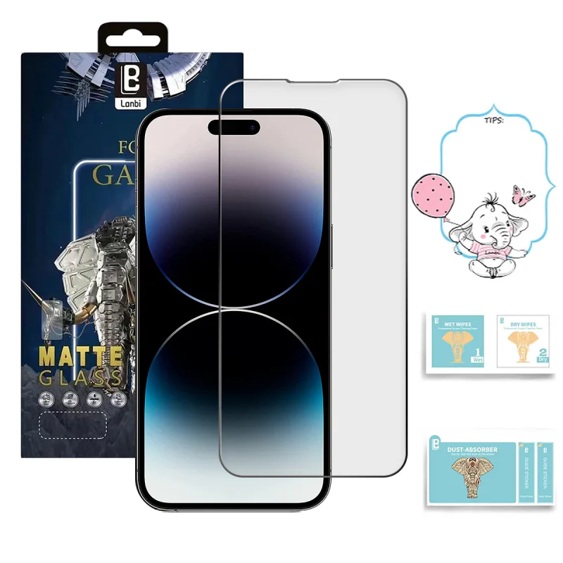 Película de Vidro Temperado Apokin para iPhone 15 Pro 5D Fosco Antimanchas Preto