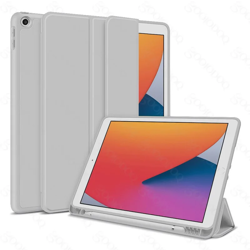 Capa Smart Cover V2 Apokin para iPad 9,7 polegadas 2/3/4 com Porta-Lápis Bege - Imagem 4