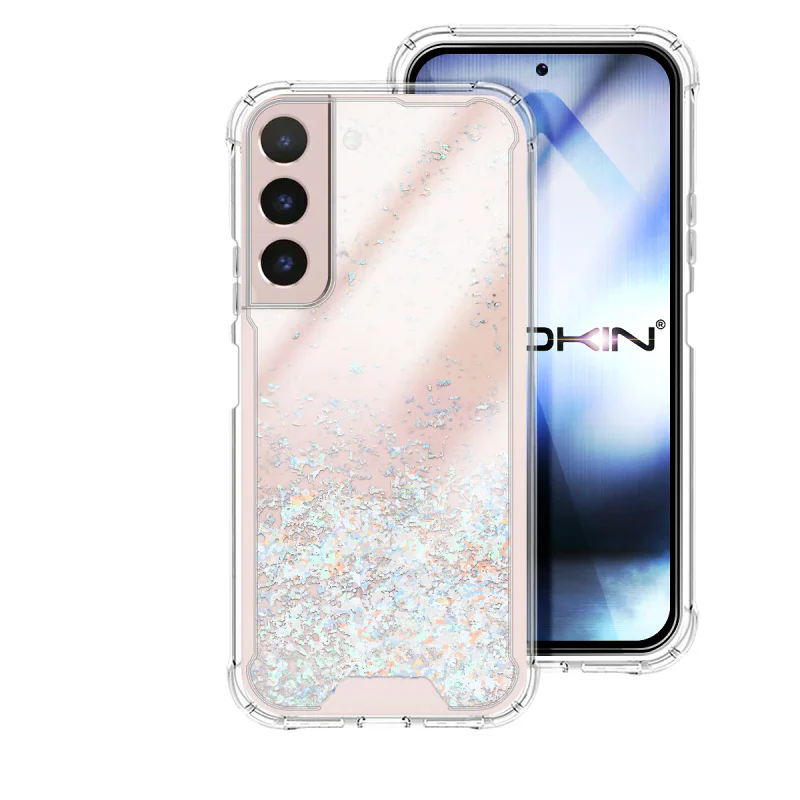 Capa Apokin para Samsung Galaxy S22 Gel Transparente com Glitter Azul turquesa - Imagem 5