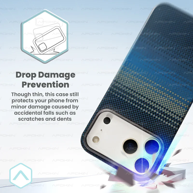 Capa Apokin para iPhone 16 Pro Max Fibra de Kevlar com MagSafe Azul - Imagem 5