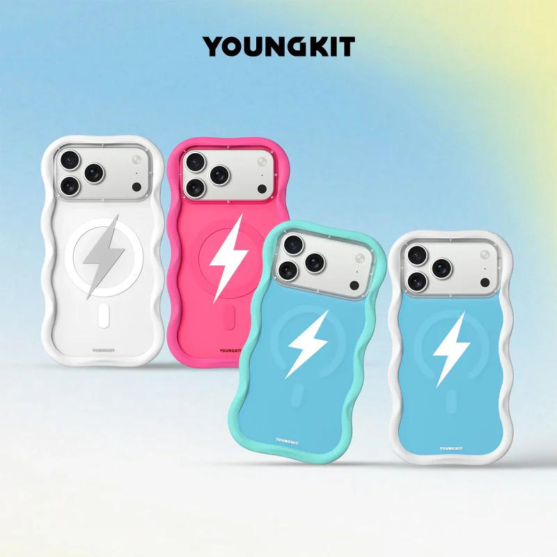 Capa Youngkit Lightning Big Wave MagSafe Apokin para iPhone 17 Pro Max / 18 Pro Max Azul Glaciar - Imagem 2