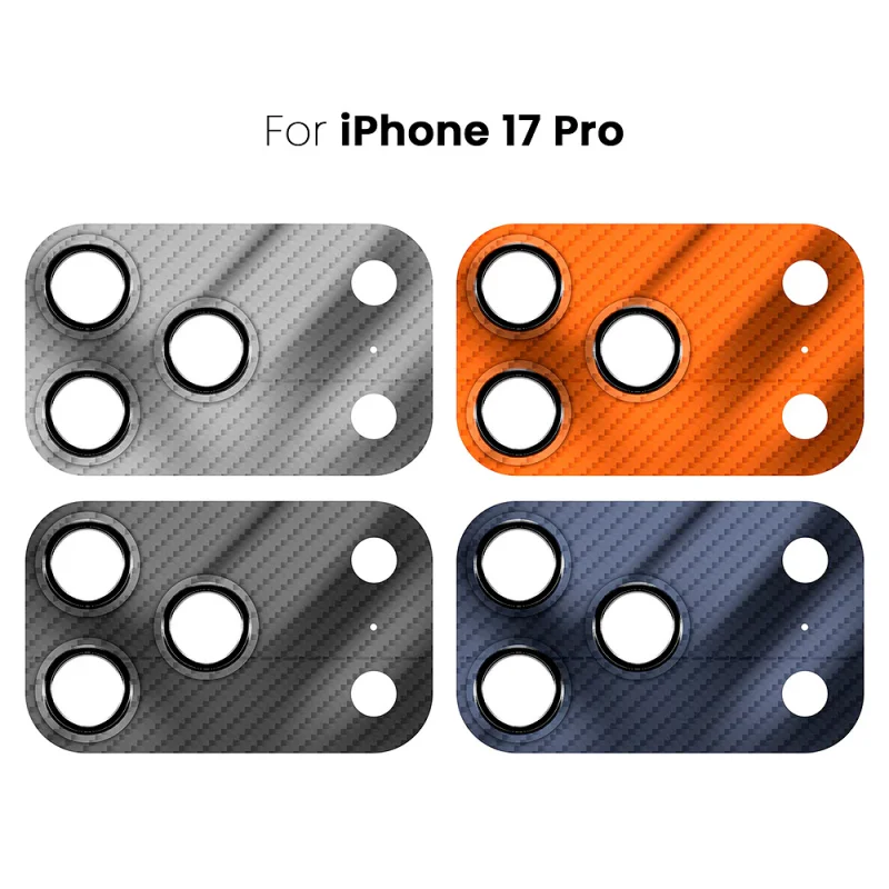 Protetor de Câmara Apokin em Fibra de Carbono para iPhone 17 Pro Laranja