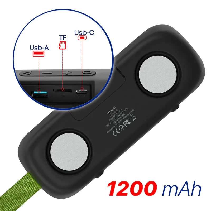 Coluna Bluetooth WIWU Thunder H2 Portátil Preta - Imagem 4
