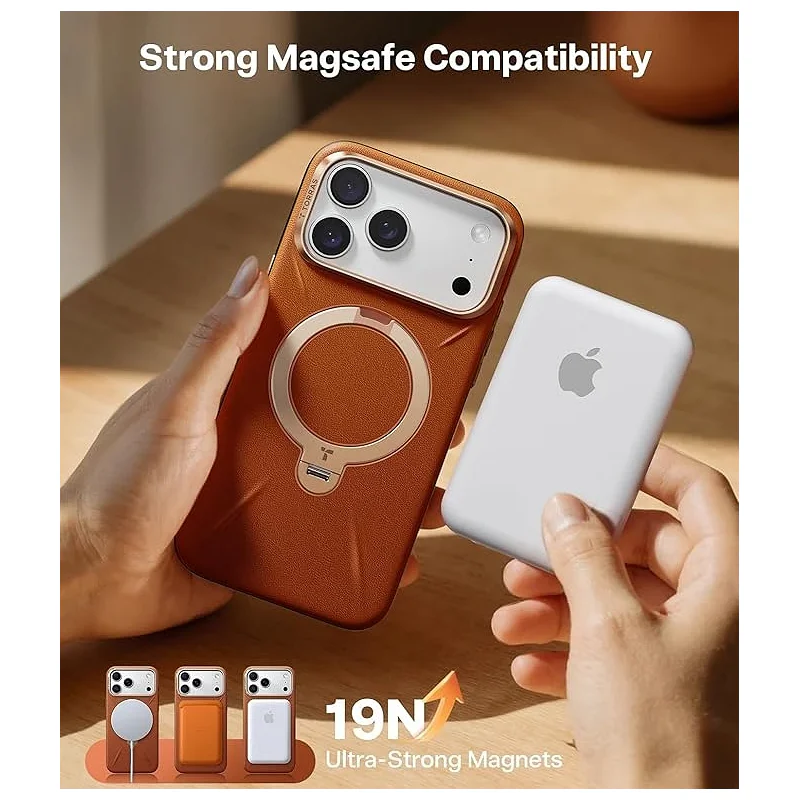 Capa Apokin Ostand Spin Vegskin para iPhone 17 Pro e 18 Pro com Suporte Giratório Preto - Imagem 4