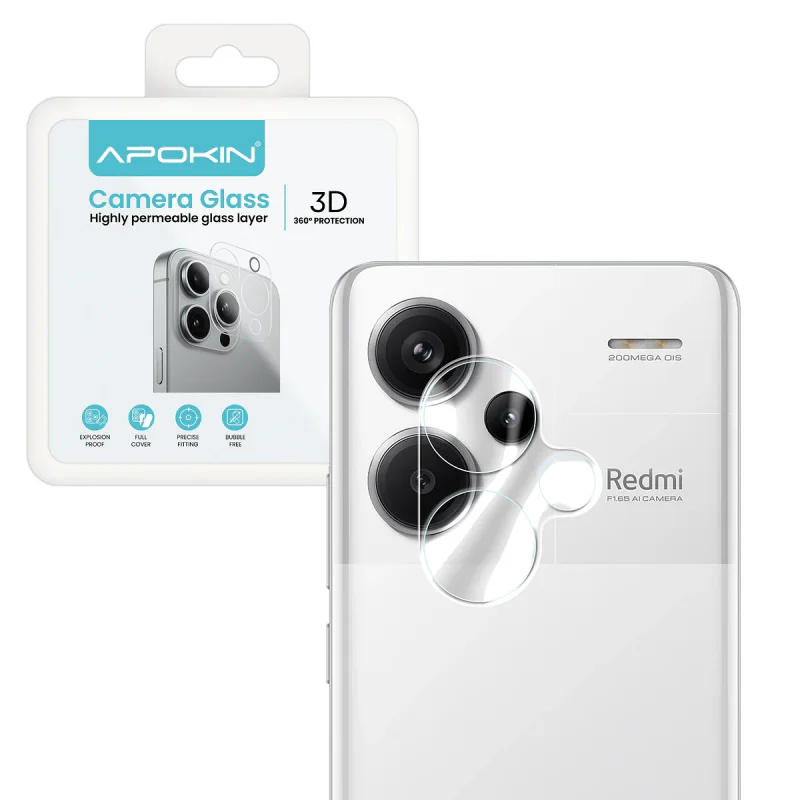 Protetor de Câmara Apokin para Xiaomi Redmi Note 13 Pro Plus em Vidro Temperado Transparente
