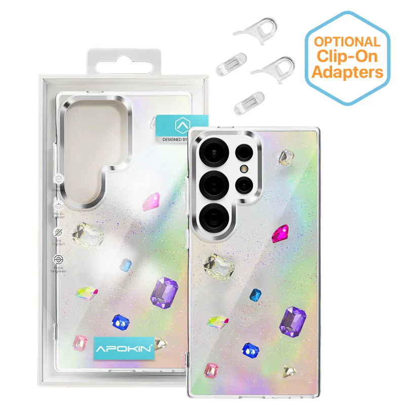 Capa Iridescente Apokin com Pedras para Samsung Galaxy S25 Ultra