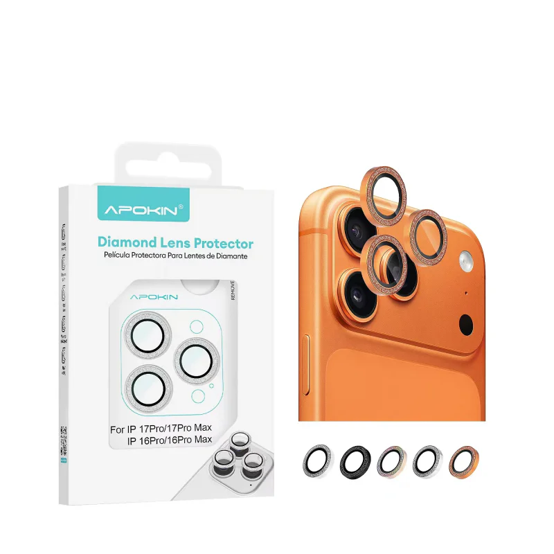 Protetor de Lentes Apokin para iPhone 14, 14 Plus, 15 e 15 Plus Efeito Diamante Multicolorido - Imagem 1